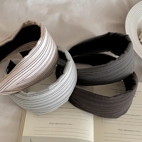 Korean Style Wide Brim Fabric Headband For Women Polka Dot Cherry Star Stripe Print Hair Band Trendy Handmade Hair Accessories