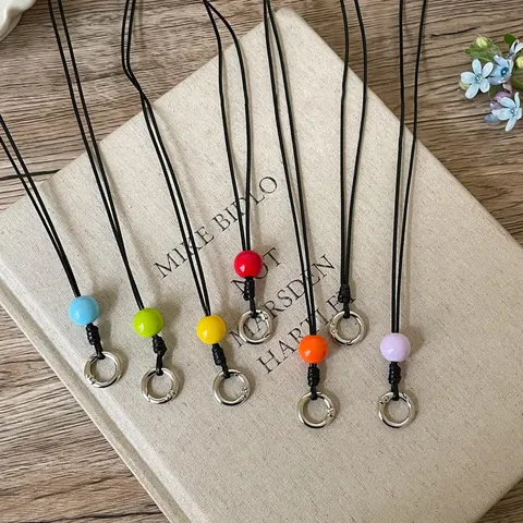 Cadena de Gafas de Cordón de Cuero de Estilo Coreano Soporte de Gafas de Cuentas de Color Caramelo Cordón Anti-Perdida Correa de Cuello Clip de Gafas Portátil Accesorios para Hombres Mujeres