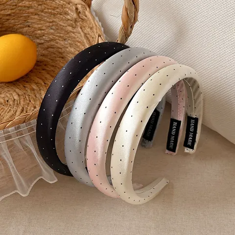 Korean Style Polka Dot Satin Skinny Headband For Women Sweet All-Match Everyday Printed Plastic Hairband Headwear Accessories