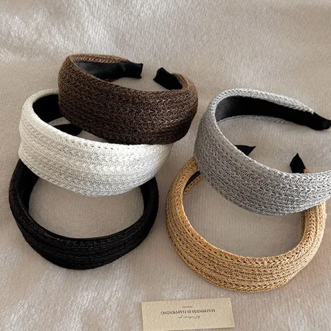 Retro Korean Knitted Wide Headband For Women Braided Yarn Hair Band Fashion Elegant Headwrap Daily Hair Accessories Gift