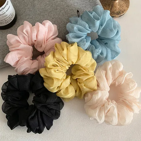 Coleteros de Gasa para Mujer Lazos para el Cabello de Malla Elástica de Colores Sólidos Brillantes Accesorios para el Cabello Básicos