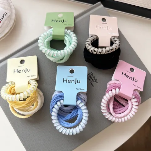 Korean Sweet Candy Color High Elastic Hair Ties Telephone Cord Hair Bands Fabric Hair Ropes For Women Girls Hair Accessories