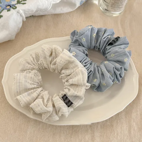Chouchous en Tissu à Pois Frais et Doux Haute Élasticité Attaches de Cheveux Florales Style Décontracté Imprimé Supports de Queue de Cheval Pour Femmes Accessori Cheveux