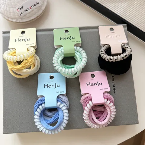 Korean Sweet Candy Color High Elastic Hair Ties Telephone Cord Hair Bands Fabric Hair Ropes For Women Girls Hair Accessories