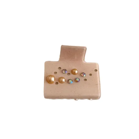 Pinza de Pelo de Acetato Vintage Con Strass Perla Artificial Estilo Coreano Elegante Horquilla Semicírculo Cuadrado para Mujeres Accesorios para Cabello