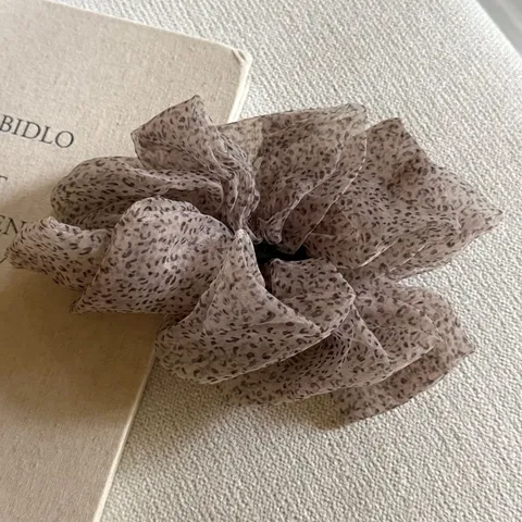 Large Fluffy Organza Bow Hair Clip For Women Leopard Print Polka Dot Banana Clip Korean Style Ponytail Holder Twist Clip Hair Accessories