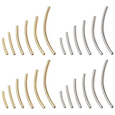 Stainless Steel Curved Tube Pendant DIY Jewelry Making Connector Smooth Curved Tube Spacer Beads Jewelry Accessories