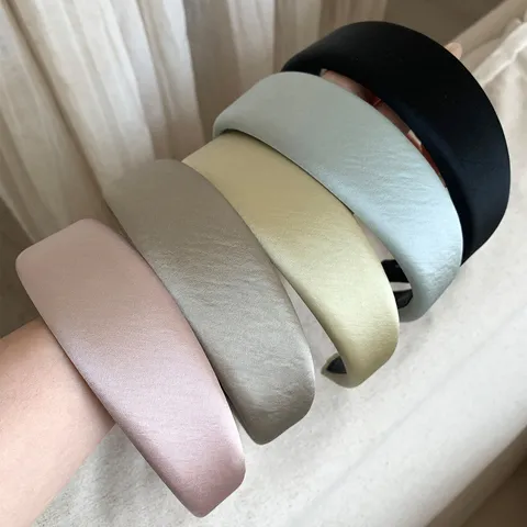 Serre-tête Large Plissé En Satin De Style Français Pour Femme Bandeau Cheveux Couleur Unie Accessoires Cheveux Élégants