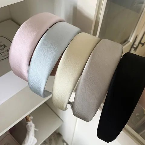 Serre-tête Large Plissé En Satin De Style Français Pour Femme Bandeau Cheveux Couleur Unie Accessoires Cheveux Élégants