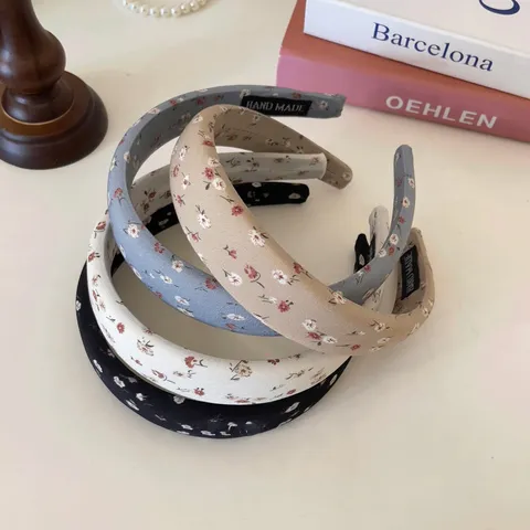 Serre-tête en Tissu Imprimé Floral Doux et Frais Style Coréen Design de Sommet de Crâne Haut Accessoires Cheveux Femme Quotidien