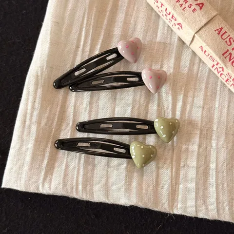 Süße Polka Dot Herz Haarklammern Gemischte Materialien Metall BB-Klammern Süße Bonbonfarbe Seitenpony Haarspangen Täglicher Kopfschmuck Für Mädchen Damen
