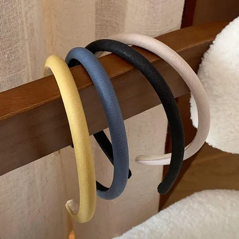 Serre-Tête Mince en Satin Couleur Unie Style Coréen pour Femmes Élégant Bandeau Cheveux Quotidien Accessoire Coiffure