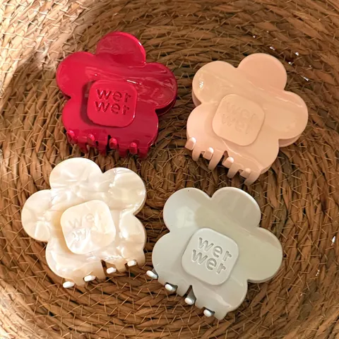 Pince à Cheveux Crabe Fleur en Acétate de Cellulose Rétro Pince Requin Épaissie Douce Taille Moyenne Accessoire Cheveux pour Femme