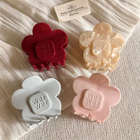 Pince à Cheveux Crabe Fleur en Acétate de Cellulose Rétro Pince Requin Épaissie Douce Taille Moyenne Accessoire Cheveux pour Femme