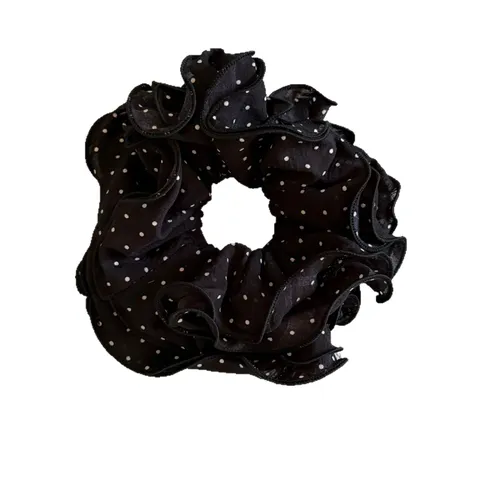 Coletero Grande de Lunares Estilo Coreano con Volantes Lazo para el Pelo de Tela Dulce Banda Elástica Accesorios para el Pelo Mujer