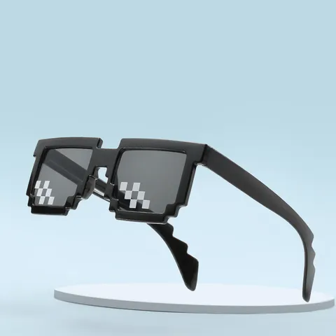 Gafas de Sol Cuadradas con Mosaico de Píxeles Retro para Unisex Gafas de Novedad de Plástico y Resina Diseño Creativo de Rejilla Accesorio de Fiesta