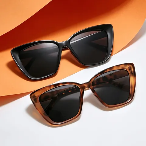 Women Retro Square Cat Eye Sunglasses Oversized Fashion Vintage Sunglasses For Women UV400 Protection Trendy Plastic Frame Outdoor Travel Sun Glasses