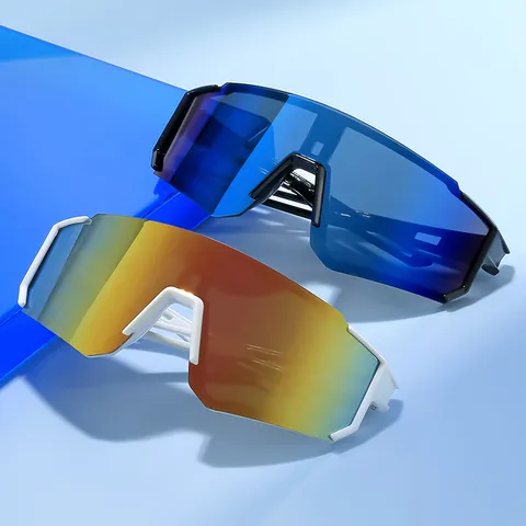 Fashion Sports Cycling Sunglasses Large Frame One-Piece Mirrored Lenses Windproof UV Protection Goggles For Men Women Outdoor Eyewear
