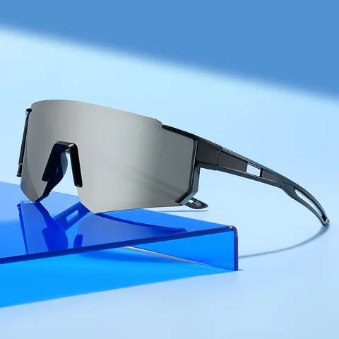 Fashion Sports Cycling Sunglasses Large Frame One-Piece Mirrored Lenses Windproof UV Protection Goggles For Men Women Outdoor Eyewear