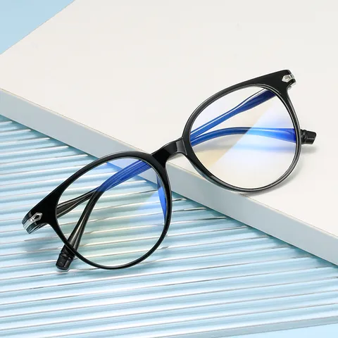 Monturas de Gafas Redondas de Estilo Coreano para Hombres Mujeres Gafas Decorativas de Plástico Metal Anti Luz Azul Gafas Retro Literarias Color Jalea Transparente