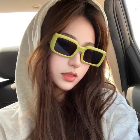 Avocado Green Retro Square Sunglasses For Women Men Fashion Hip-hop Thick Frame Sun Glasses UV Protection Outdoor Eyewear