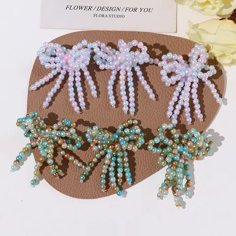 Handmade Beaded Crystal Tassel Bowknot Patches DIY Craft Shoe Flower Phone Case Clothing Decoration Accessories