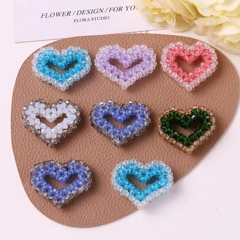 Accesorios para el Cabello DIY de Corazón de Cuentas de Vidrio Colorido Lazos para el Cabello Tejidos a Mano Encantos Lindo
