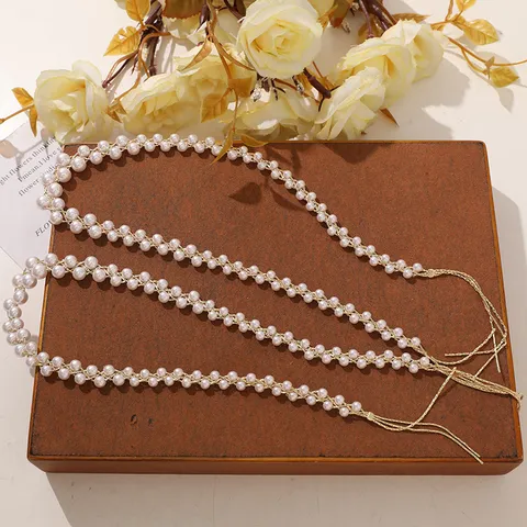 Zoete Mode Dubbellaagse Kunstparel Ketting Glas Kralen DIY Hanfu Haaraccessoire Sieraden