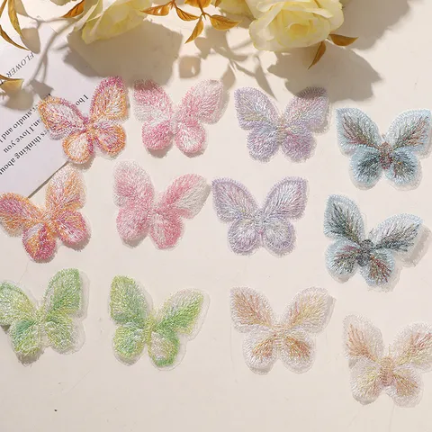 Parches de Ropa de Mariposa Bordados de Encaje de Doble Capa Tul Colorido DIY Adornos de Ropa Accesorios Artesanales Hechos a Mano