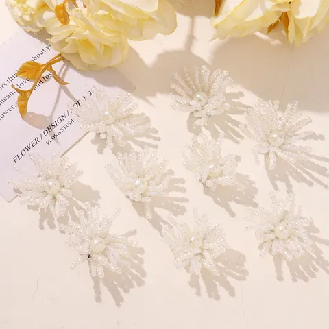 White Pearl Seed Bead Flower Tassel DIY Hair Accessory Jewelry Findings For Handmade Craft Decoration