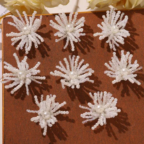 White Pearl Seed Bead Flower Tassel DIY Hair Accessory Jewelry Findings For Handmade Craft Decoration