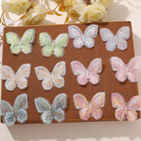Parches de Ropa de Mariposa Bordados de Encaje de Doble Capa Tul Colorido DIY Adornos de Ropa Accesorios Artesanales Hechos a Mano