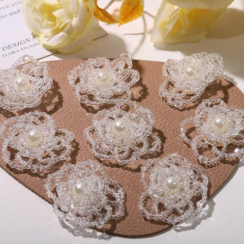 Handmade Beaded Flower DIY Accessories Glass Rice Beads Hair Clip Earring Craft Supplies Vintage Fashion Jewelry