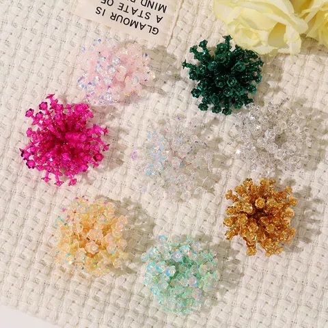 Patch de Fleur de Paillettes de Perles Fait Main DIY Barrette à Cheveux Accessoires de Chaussures Artisanat en Verre Émail