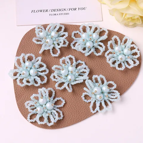 Cuentas de Vidrio Perla Flor Hueca DIY Accesorios de Joyería Hechos a Mano Pinza de Pelo Broche Decoración de Ropa Artesanía