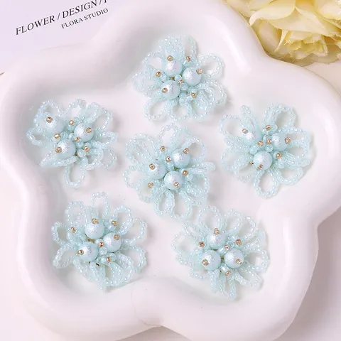 Cuentas de Vidrio Perla Flor Hueca DIY Accesorios de Joyería Hechos a Mano Pinza de Pelo Broche Decoración de Ropa Artesanía