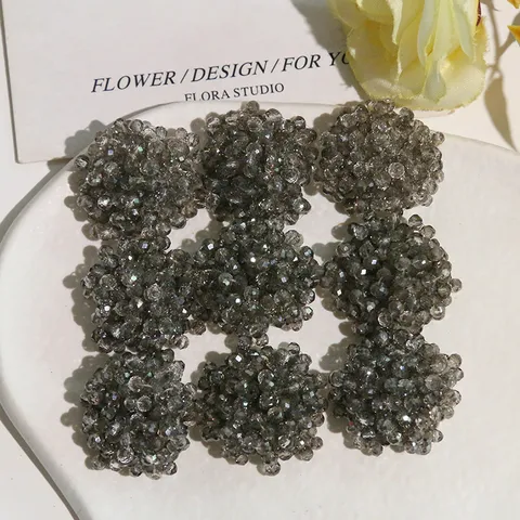 DIY Crystal Flower Bead Cluster Handmade Glass Seed Beaded Flower Apparel Shoes Accessories Craft Jewelry Component