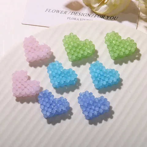Estilo Ins Coreano Colgante de Corazón Tejido con Abalorios Cuentas de Vidrio Abalorio para Accesorios de Pelo Creación de Joyería