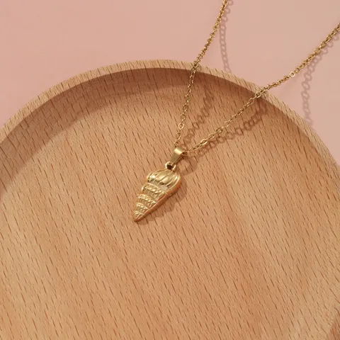 Minimalist 304 Stainless Steel Conch Pendant Necklace For Women Three-Dimensional Sea Snail Shell O-Chain Choker Clavicle Chain Daily Fashion Jewelry Gift