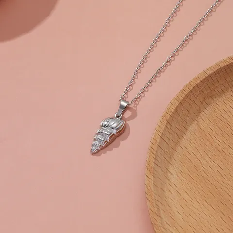 Minimalist 304 Stainless Steel Conch Pendant Necklace For Women Three-Dimensional Sea Snail Shell O-Chain Choker Clavicle Chain Daily Fashion Jewelry Gift