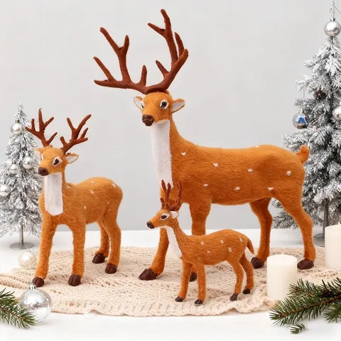 Realistische Sika Hert Ornamenten Kerst Rendier Figuren Feestelijke Simulatie Dier Model Home Decor Vakantie Arrangement Benodigdheden
