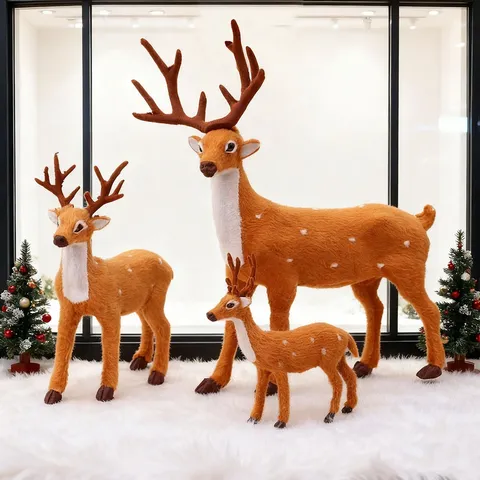 Realistische Sika Hert Ornamenten Kerst Rendier Figuren Feestelijke Simulatie Dier Model Home Decor Vakantie Arrangement Benodigdheden