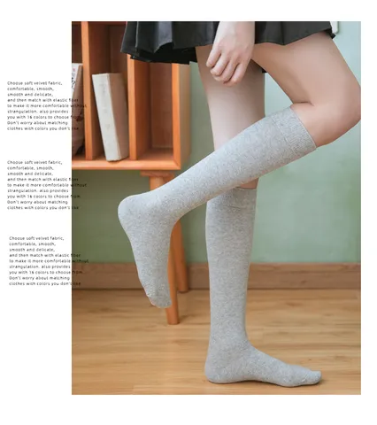 Calze Lunghe JK da Donna Tinta Unita Cotone Calze al Ginocchio Stile Giapponese Calze Modellanti per Gambe
