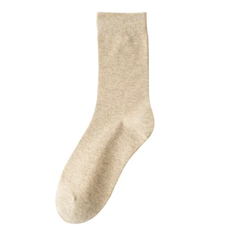 Men's Casual Crew Socks Cotton Mesh Breathable Solid Color Comfortable Soft Business Dress Socks Male Daily Wear Footwear