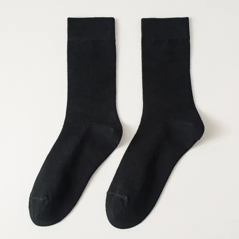 Men's Casual Crew Socks Cotton Mesh Breathable Solid Color Comfortable Soft Business Dress Socks Male Daily Wear Footwear