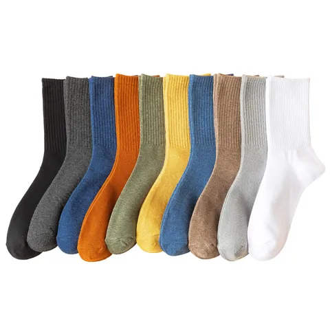 Calze da Uomo Casual in Misto Cotone Tinta Unita Traspirante Assorbente Moda Quotidiano Confortevole Morbido