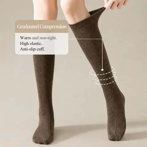 Calze al Ginocchio da Donna in Cotone Stile Giapponese JK Tinta Unita Tubo Alto Compressione Modellanti Gambe