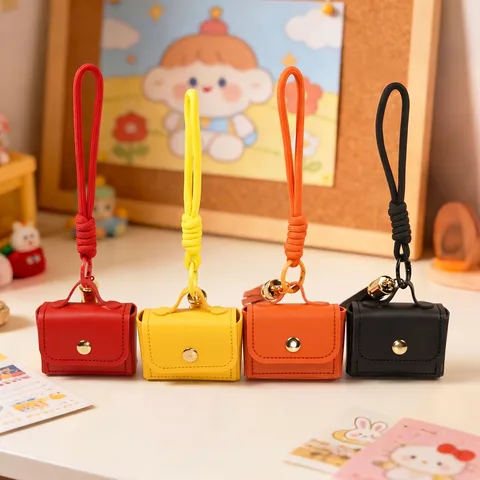 Llavero Creativo de Mini Bolso de Cuero PU para Mujer Lindo Estilo Ins Monedero Colgante de Llavero Con Borla Cuerda Regalo