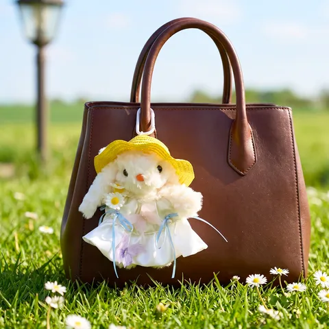 Süße Plüsch Hase Puppe Schlüsselanhänger Taschenanhänger Ankleide Hase Spielzeug Mit Strohhut Spitze Rock Kawaii Hase Geschenk Zubehör