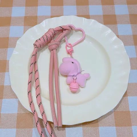 Cute Flocked Plush Horse Keychain With Colorful Braided Rope Bell For Year Of The Horse Bag Charm Keyring Gift Accessories